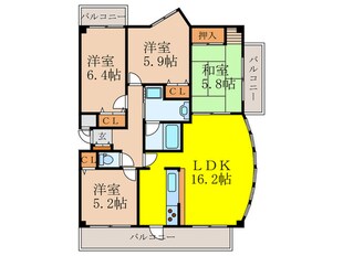 ﾗｲｵﾝｽﾞﾏﾝｼｮﾝ豊中西緑丘(６０１）の物件間取画像